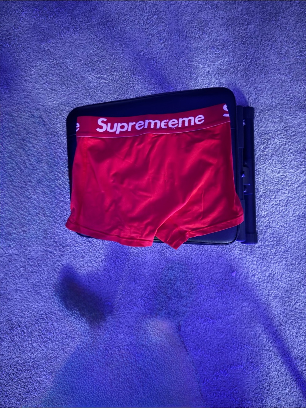 Supreme Red Men's Swim Trunks with Logo Waistband